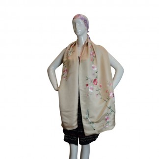 Khăn lụa 2 mặt thêu đào leo 40*200 cm